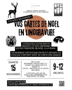 atelier découverte de la linogravure spécial cartes de noel